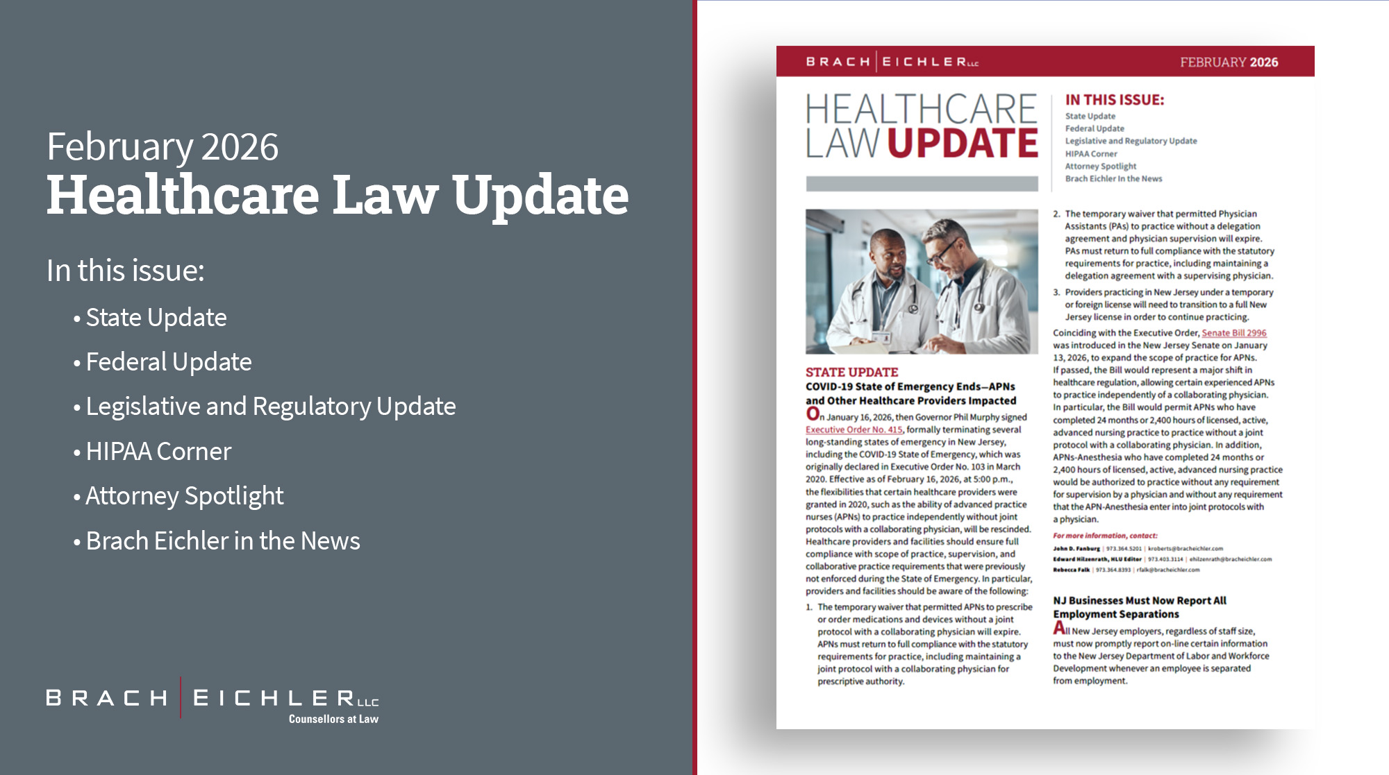 Healthcare Law Update - February 2026 - Brach Eichler