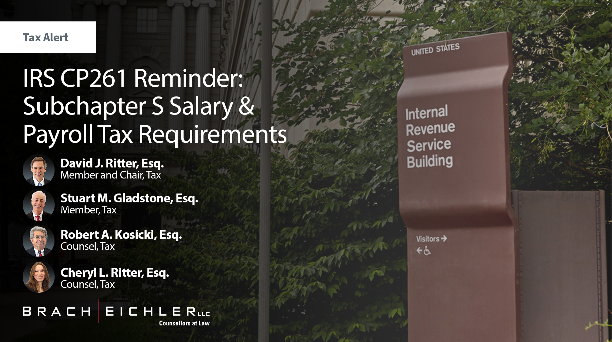 IRS CP261 Reminder: Subchapter S Salary & Payroll Tax Requirements - Litigation Alert - January 2026 - Brach Eichler